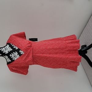 A red dress w/white polka dots, City Studio brand, size Large